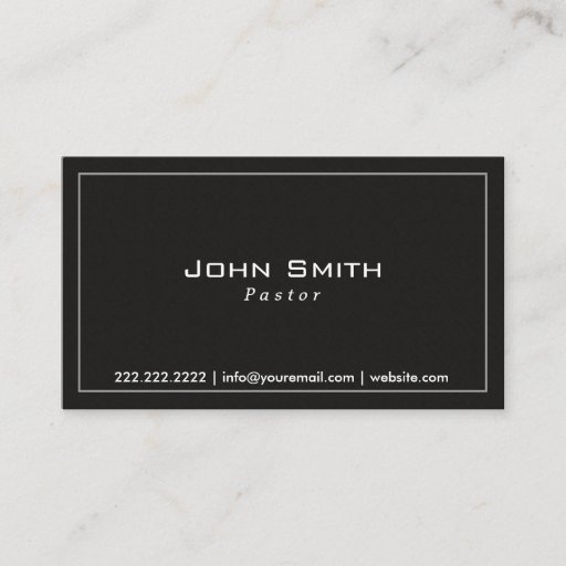 Customizable Classy Plain Dark Pastor Business Card