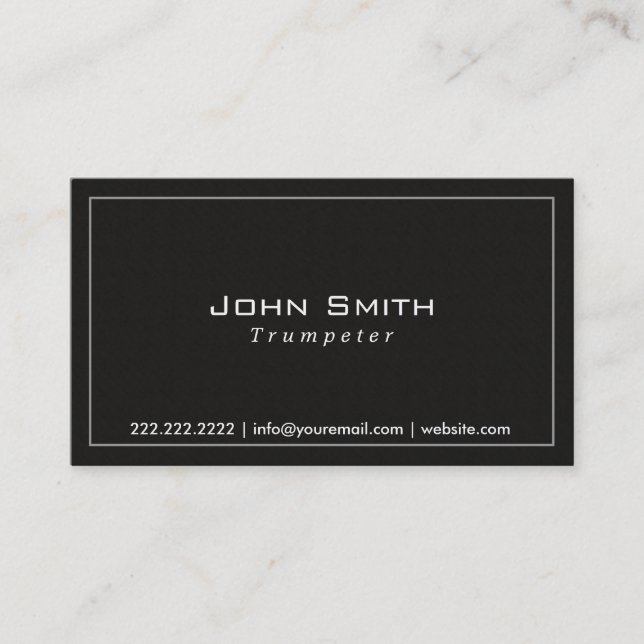 Classy Plain Dark Trumpeter Business Card (Front)