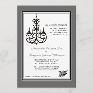 Classy Platinum Chandelier 5x7 Wedding Invitation