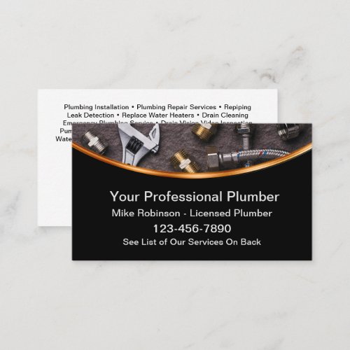 Classy Plumber Service Business Cards Design