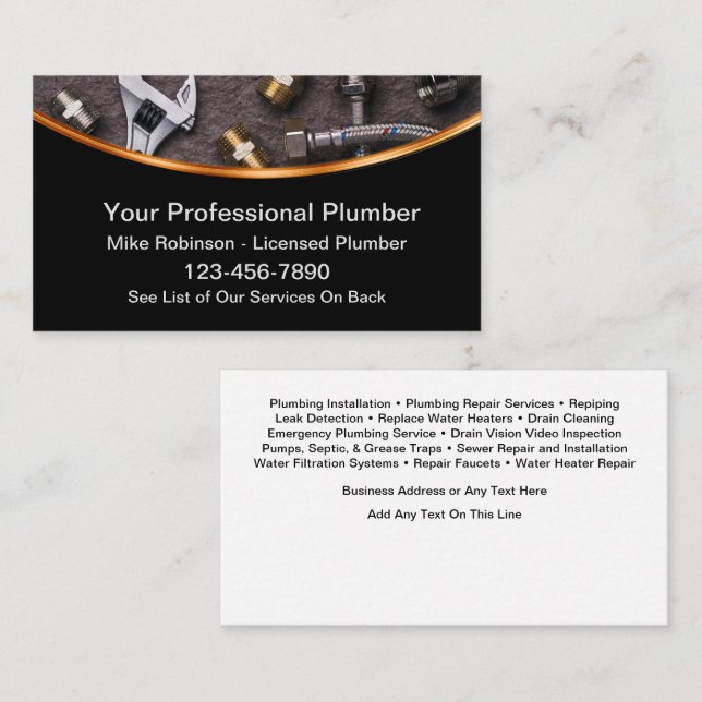 Classy Plumber Service Business Cards Design (Front/Back)