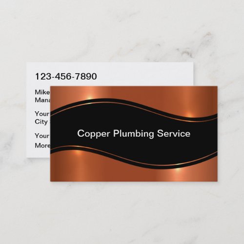 Classy Plumber Service Copper Look Business Card