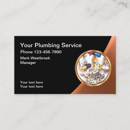 Classy Plumbing Emblem Business Cards