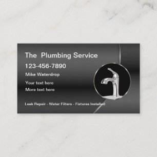 Classy Plumbing Service Business Cards With Logo