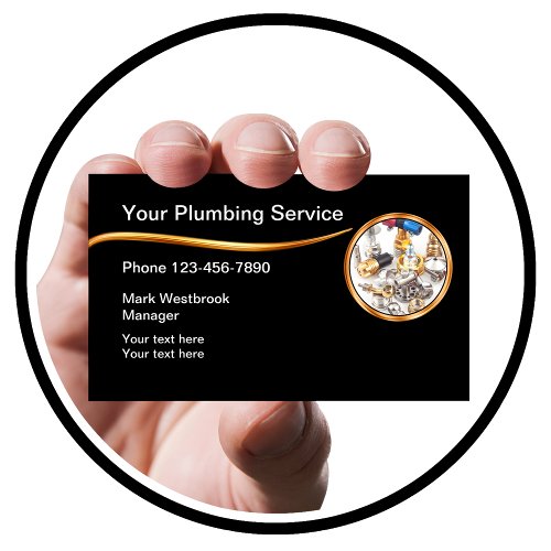 Classy Plumbing Service Modern Business Cards