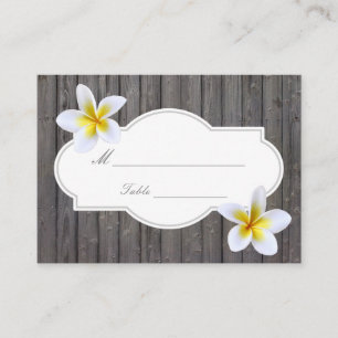 Classy Plumeria Flowers Beach Wedding Place Card