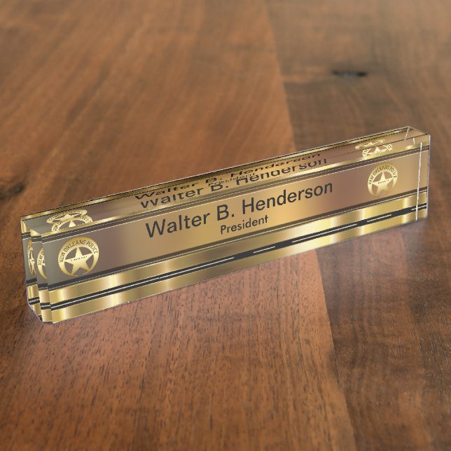 Classy Police Law Enforcement Theme Desk Name Plate (Side)