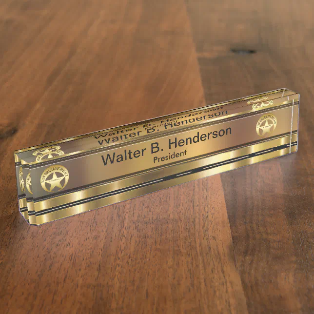 Classy Police Law Enforcement Theme Desk Name Plate Zazzle