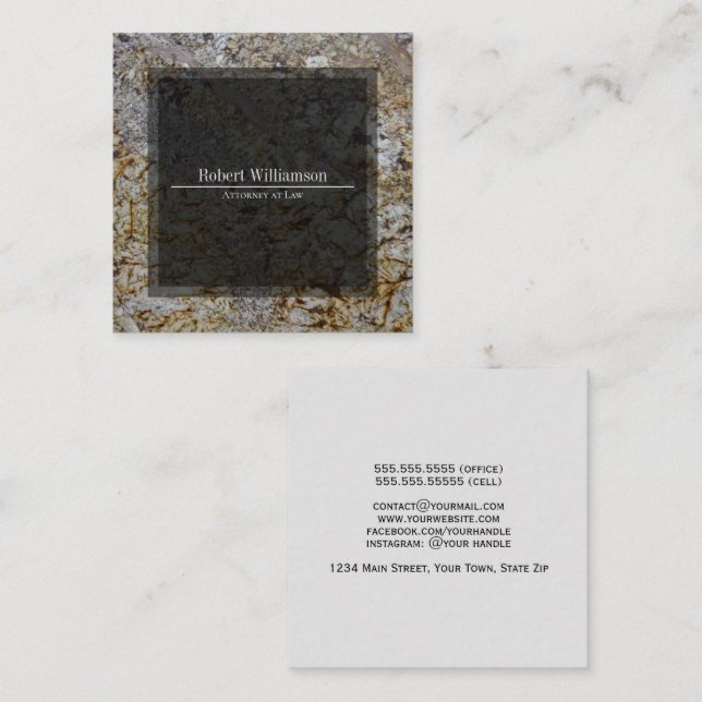 Classy Polished Stone Gray, Rust & Taupe Square  Business Card (Front/Back)