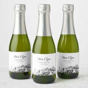 Classy Portland Wedding Favor Custom Mini Sparkling Wine Label