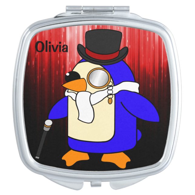 Classy Posh Spiffing Gentleman Penguin Compact Mirror (Front)