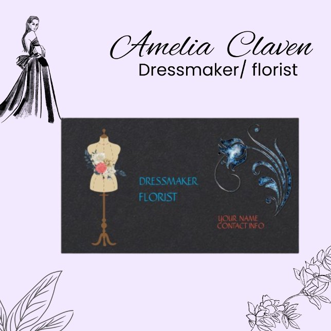 Classy Premium Black Paper Dressmaker Florist Calling Card (Creator Uploaded)