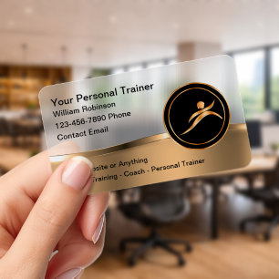 Classy Premium Personal Trainer Clear Plastic Business Cards