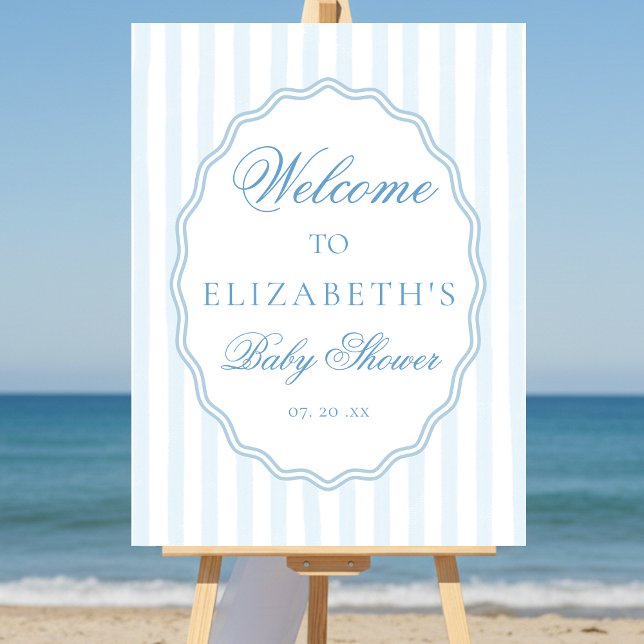 Classy Preppy Stripes Wavy Frame Coast Baby Shower Foam Board (Creator Uploaded)