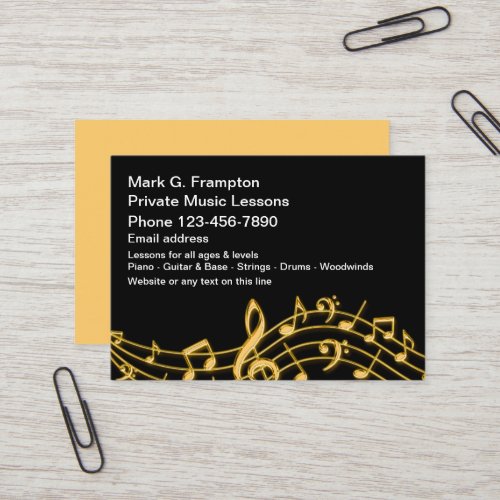 Classy Private Music Lessons busins Business Card