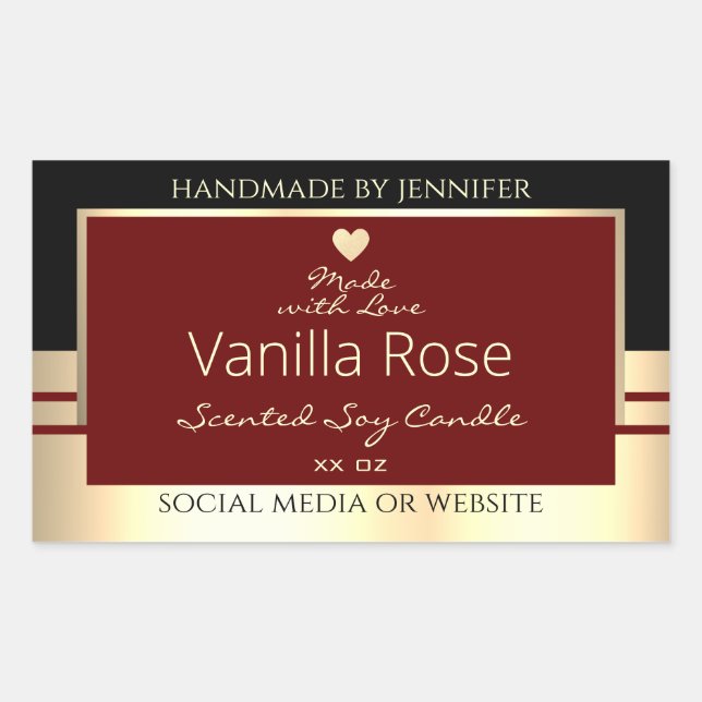 Classy Product Labels Black Black Burgundy Gold (Front)