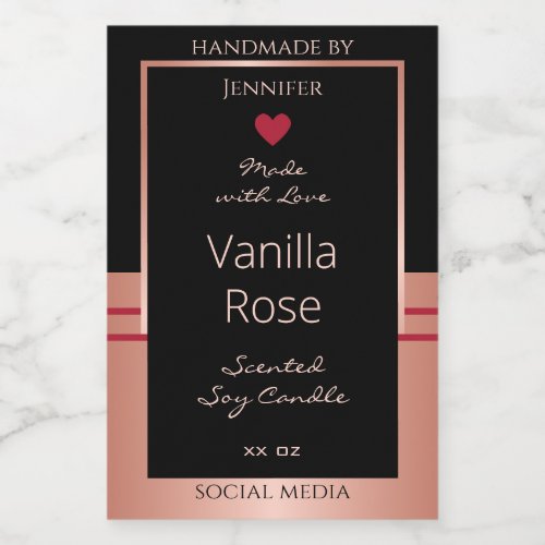 Classy Product Packaging Label Black and Rose Gold