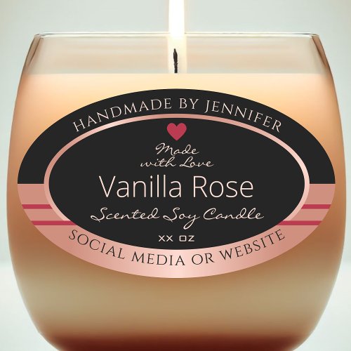 Classy Product Packaging Label Black and Rose Gold