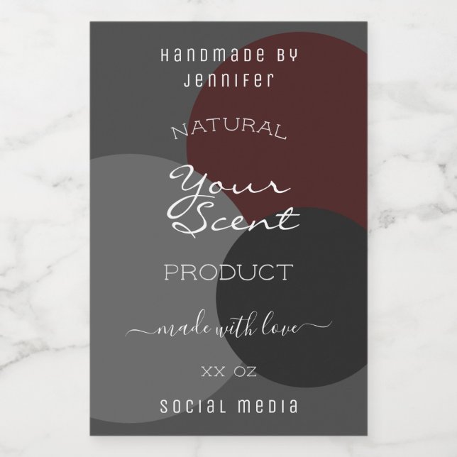 Classy Product Packaging Labels Dark Gray Burgundy (Single Label)