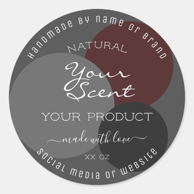 Classy Product Packaging Labels Dark Gray Burgundy (Front)