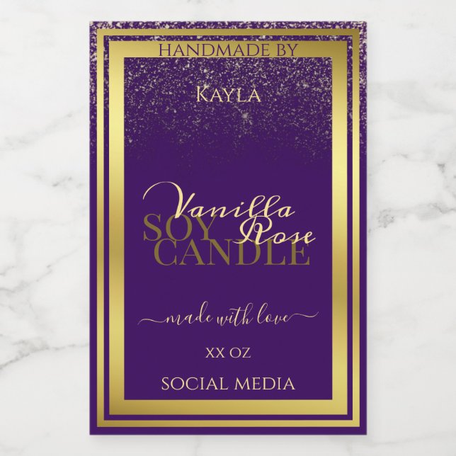 Classy Product Packaging Labels Purple and Gold (Single Label)