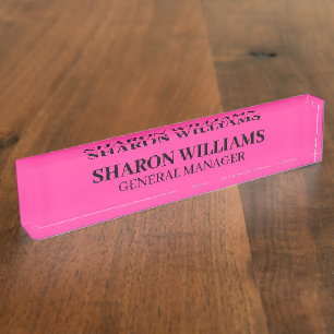 Classy Professional Bight Pink Office Title Desk Name Plate