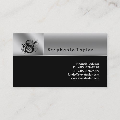 Classy Professional Black Silver Business Card