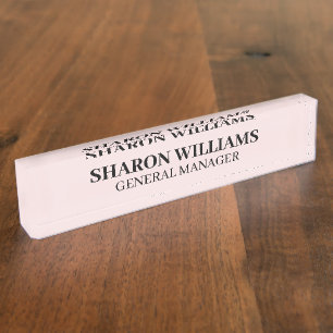 Classy Professional Blush Pink Office Title Desk Desk Name Plate