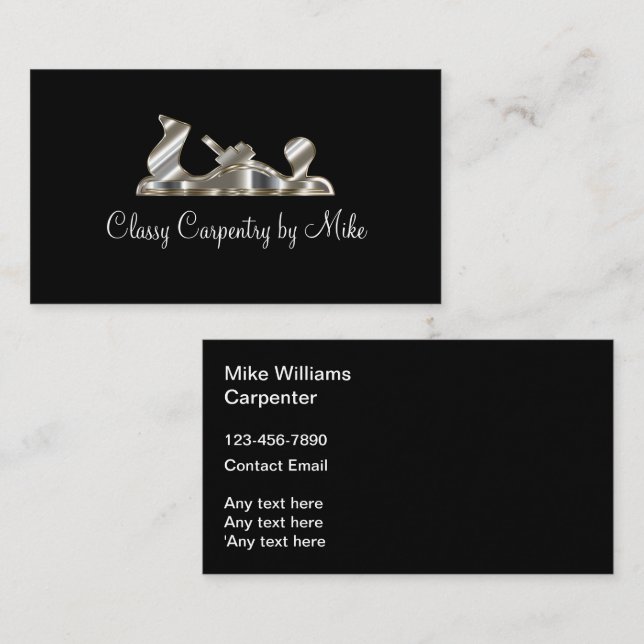 Classy Professional Carpenter Business Card (Front/Back)
