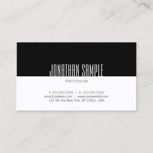 Classy Professional Design Black And White Plain Business Card