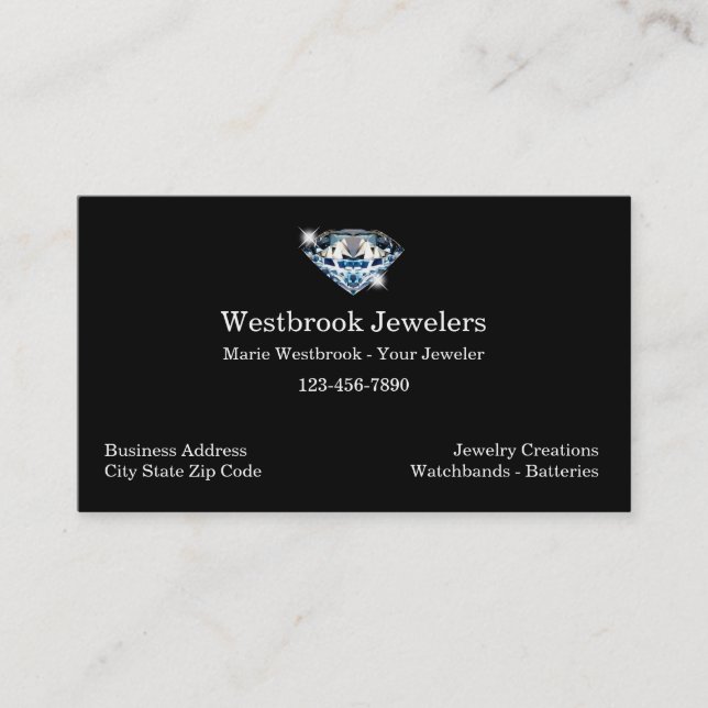 Classy Professional Jeweler Business Card (Front)