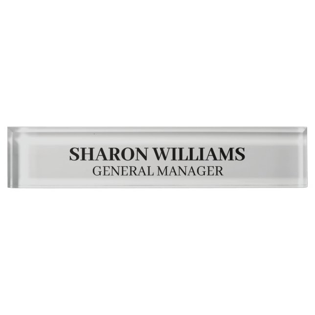 Classy Professional Light Gray Office Title Desk Name Plate (Front)