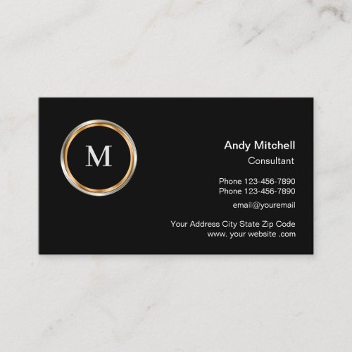 Classy Professional Monogram Business Consultant Business Card