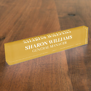 Classy Professional Mustard Office Title Desk Name Plate