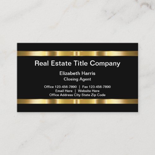 Classy Professional Real Estate Title Company Business Card