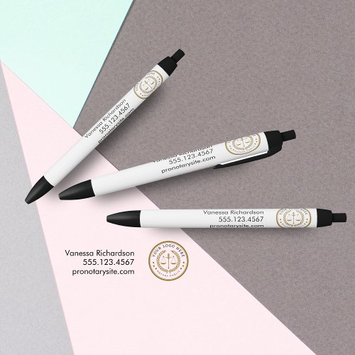 Classy Promotional Business Logo Notary Public  Black Ink Pen
