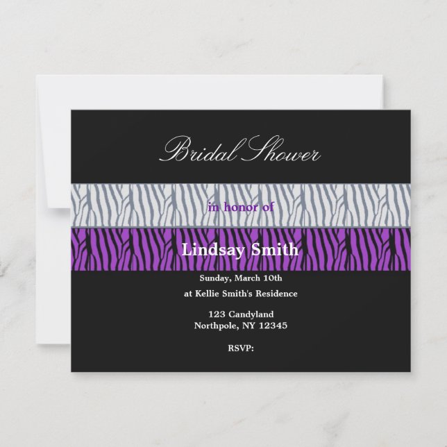 Classy Purple and Black Bridal Shower Invitation (Front)