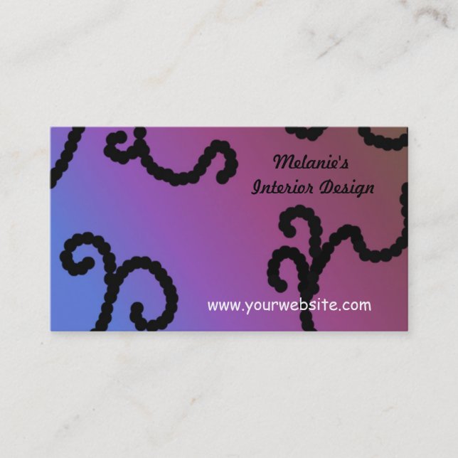 Classy Purple and Black Interior Design Business Card (Front)