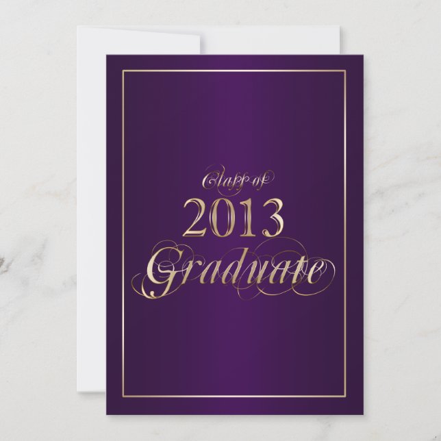 Classy Purple and Gold 2013 Graduate Invitation (Front)