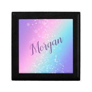 Classy Purple & Blue Bokeh Star, Name or Monogram Gift Box