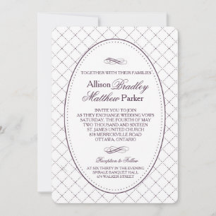Classy Purple Check Pattern Wedding Invitation