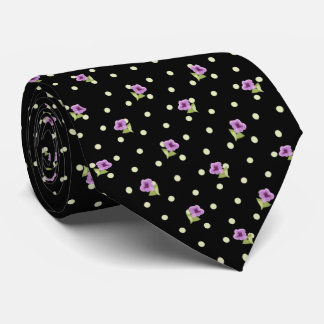 Classy Purple Green Yellow Dots Floral Pattern Neck Tie