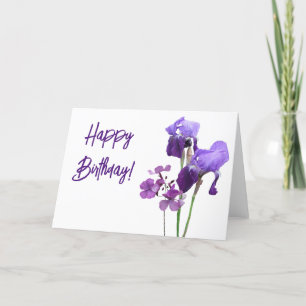 Classy Purple iris flower Happy Birthday fine art Letterpress Thank You Card