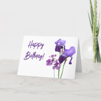Classy Purple iris flower Happy Birthday fine art Thank You Card