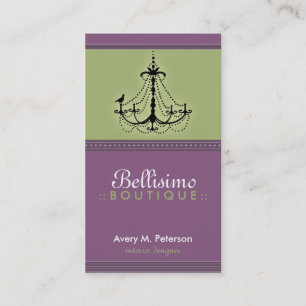 Classy Purple/Lime Chandelier Trendy Business Card