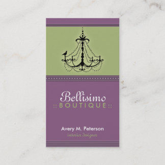 Classy Purple/Lime Chandelier Trendy Business Card