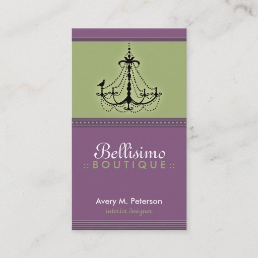 Customizable Classy Purple/Lime Chandelier Trendy Business Card