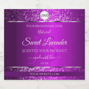 Classy Purple Logo Initials Glitter Product Labels