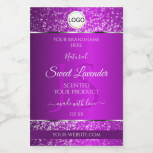 Classy Purple Logo Initials Glitter Product Labels