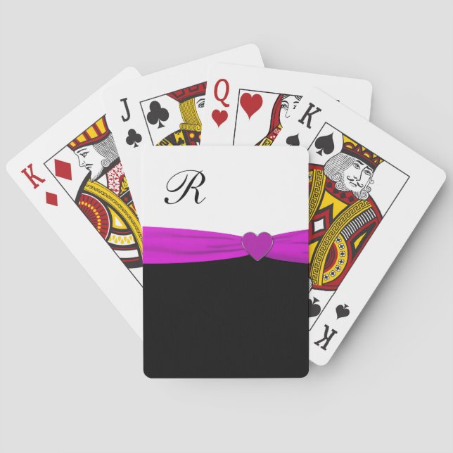 Classy Purple Monogram Playing Cards (Back)
